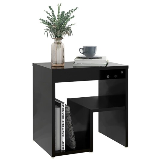 vidaXL Nattbord svart 40x30x40 cm sponplate