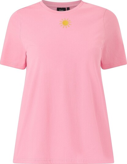 Zizzi T skjorte Emonas S/S Straight Tee Rosa