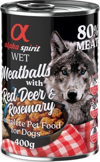 Alpha Spirit Dog Meatballs 6 X 400 G Rød Hjort Og Rosmarin