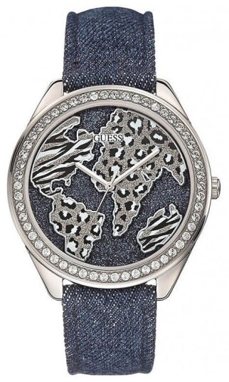 Guess Dameklokke W0504L1 Blå/Lær Ø44 mm