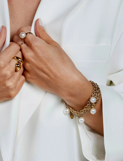 Bud to rose Paris Pearl Bracelet Gold Gold