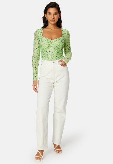 BUBBLEROOM Melandra mesh bustier top Green / Floral S