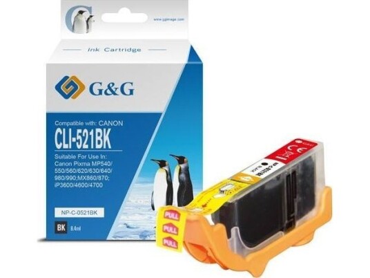 G&G Ink G&G-Kompatibel Blekk / Blekk Med Cli521bk Svart 8.4Ml Np-C-0521Bk 2933B001 For Canon Ip3600 Ip4600 Mp620 Mp630 Mp980