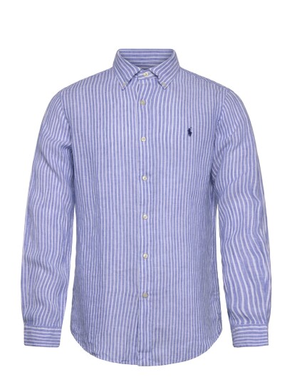 Polo Ralph Lauren Custom Fit Striped Linen Shirt Blue XXL Polo Ralph Lauren Custom Fit Striped Linen Shirt Blue XXL