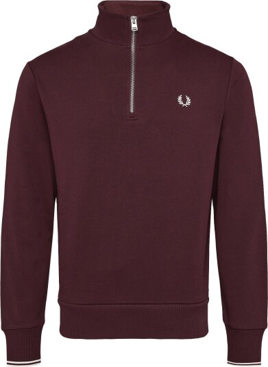 Fred Perry Half Zip Sweatshirt   OXBLOOD/ECRU   XL