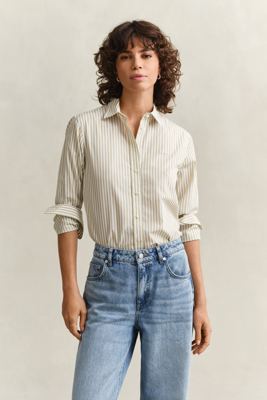 Regular fit poplinskjorte med striper COUNTRY BEIGE 42