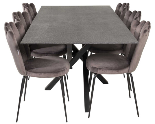 Venture Design Piazza & Limhamn spisegruppe Grå/grå 6 st stoler & bord 180 x 90 cm