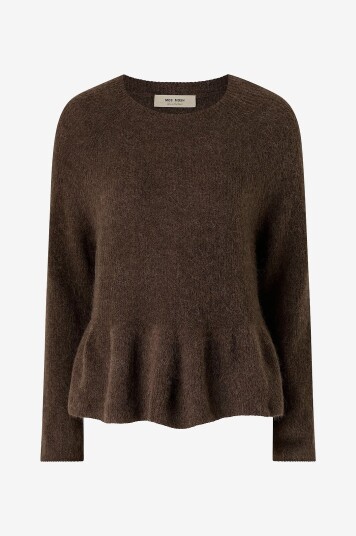 MOS MOSH Pullover mmThora O neck Frill Knit Brun