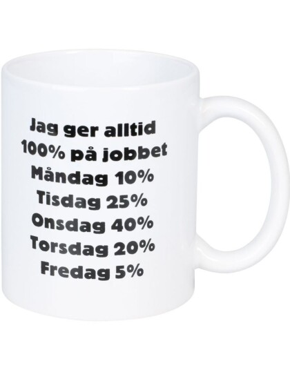 Funny Mug Jeg Gir Alltid 100 Prosent på Jobben