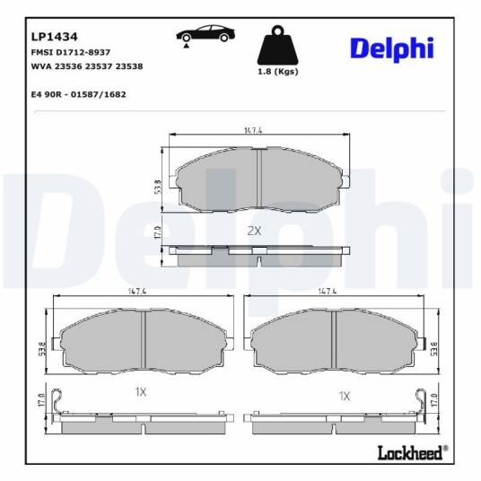 Bremseklosser DELPHI LP1434 Bremseklosser DELPHI LP1434
