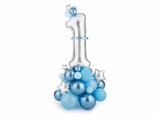 PartyDeco Blå Ballongbukett 1 År