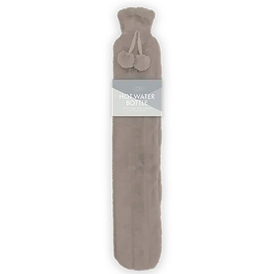 Varmedunk med Faux Fur og Pomponer Hot Water Bottle 1,7 L BRUN
