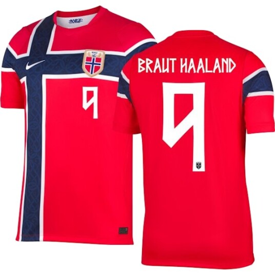 2026-2027 Norge Hjemmedrakt Voksen, Haaland Nr.9 Trykt, Fotballtrøye Pustende Hurtigtørkende T-skjorte Kun Størrelse 26-27 Haaland ..