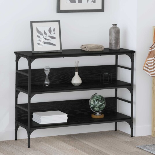 Konsollbord med hylle Svart eik 100 x 32 x 75 cm Konstruert tre