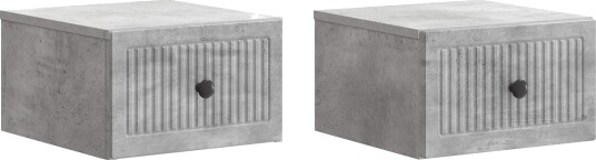 Vegghengt Nattbord med skuff 2 pcs Betonggrå 33 x 34,5 x 20 cm