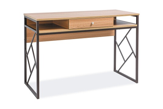 Skrivebord Corcega 110 cm med Oppbevaring Skuff + Hyller Natur/Svart
