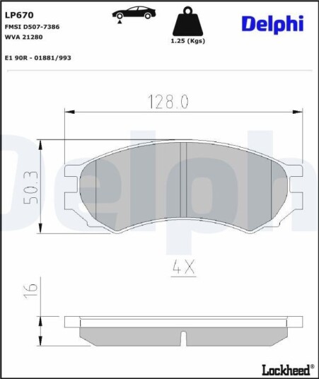 DELPHI LP670 Bremseklosser