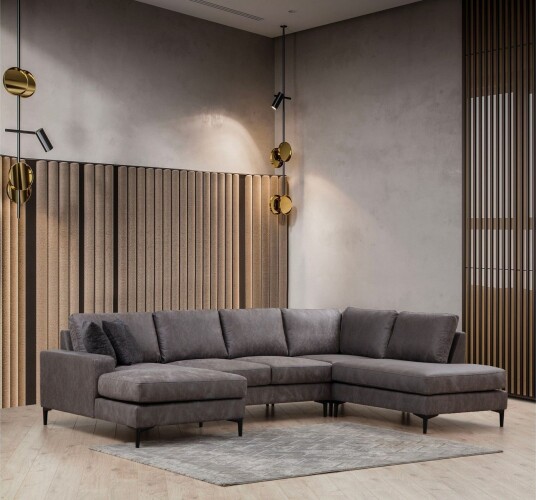 Svanabyn Sofa m. Divan og Sjeselong 4 seter Antrasitt Svanabyn Sofa m. Divan og Sjeselong 4 seter Antrasitt
