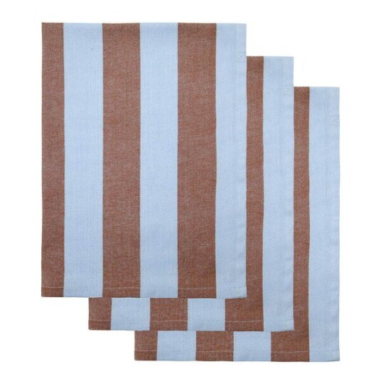 House Doctor Cook kjøkkenhåndkle i bomull 75x55 cm 3 stk lyseblå/brun House Doctor Cook kjøkkenhåndkle i bomull 75x55 cm 3 stk lyseblå/brun