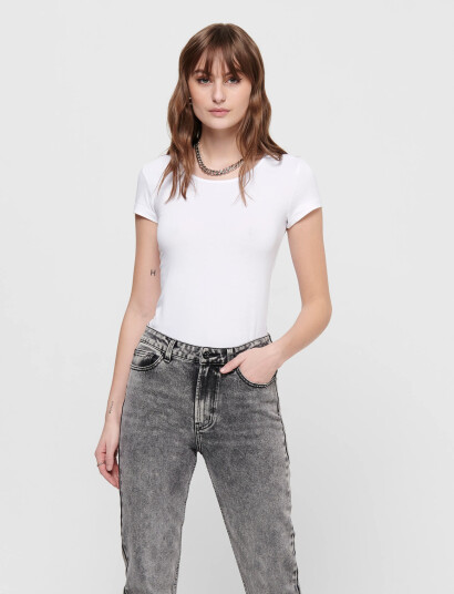 ONLY Onllive Love S/S Oneck Top Noos Jrs - White - XL