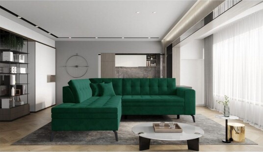 Seksjon Eltap Lanvin 260x210x93 cm Lukso 35 Mørk grønn Venstre Seksjon Eltap Lanvin 260x210x93 cm Lukso 35 Mørk grønn Venstre