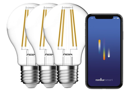 Smartpære E27 4,7W E27 2200-6500 Kelvin 600 Lumen 60 mm 3 pakning