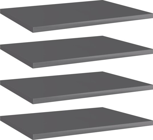 vidaXL Hylleplater 4 stk høyglans grå 40x30x1,5 cm sponplate