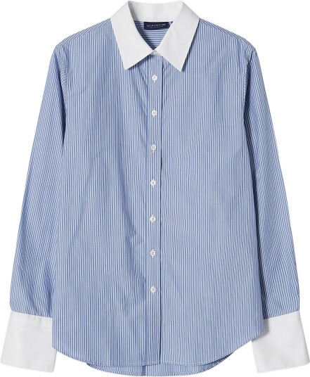 Lexington Clothing Classic Fit Contrast Collar And Cuffs   BLUE/WHITE STRIPE   M