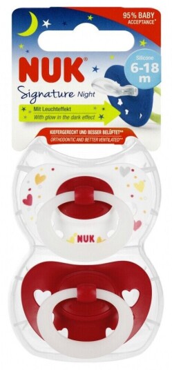 Nuk Signatur Silikone Sut 6/18 måneder 2 stk Hjerter/Hjerter