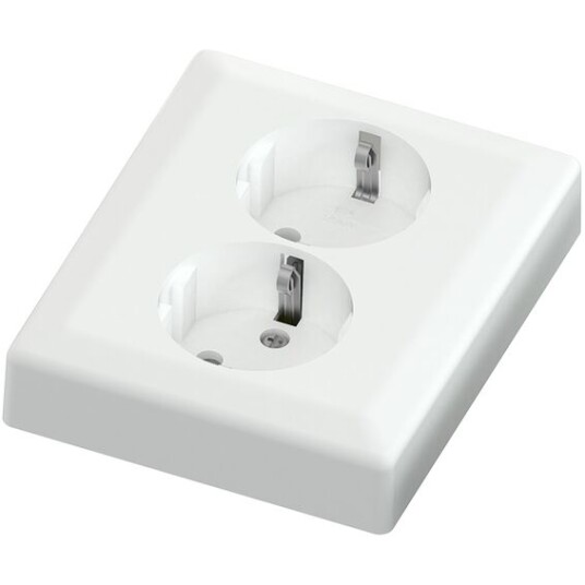 Namron Classic Stikkontakt Dobbel Innfelt Jord Hvit