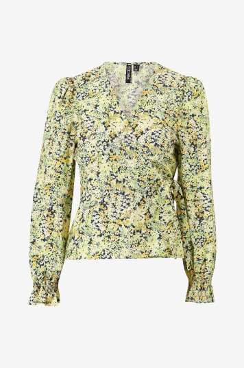 pieces - Omslagsbluse pcBruna LS Wrap Top - Grønn