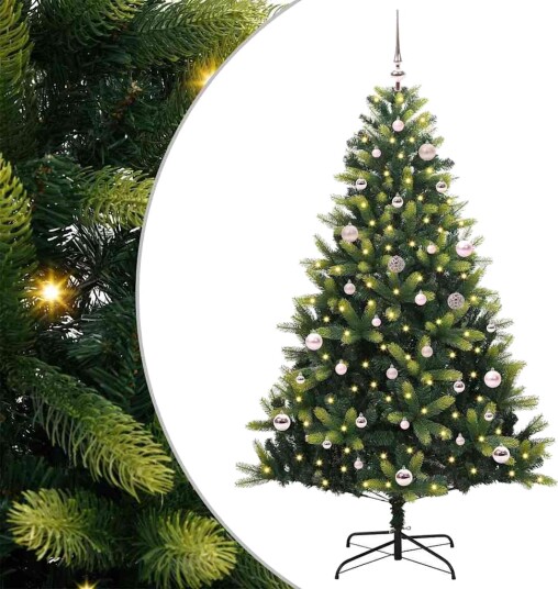  Kunstig Hengt Julegran med 150 LED lys grønn 150 cm PVC og PE