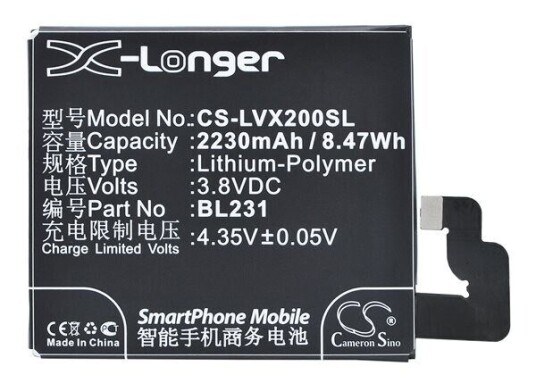 Lenovo Vibe X2-TO batteri (2230 mAh 3.8 V)