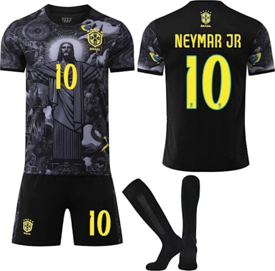 2025-2026 Brasil Kortarmet Fotballdrakt Barn Voksen Med Sokker No.10 Neymar Jr