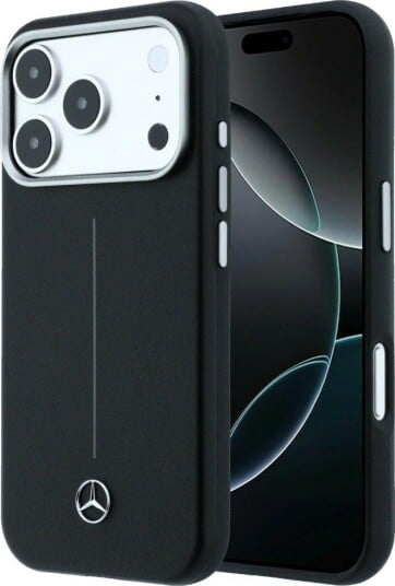 Mercedes skinnetui med halvomslag i Iconic Line med MagSafe for iPhone 17 Pro – svart