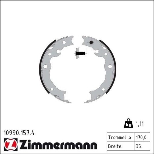 ZIMMERMANN 10990.157.4 Bremseskosett, håndbrems