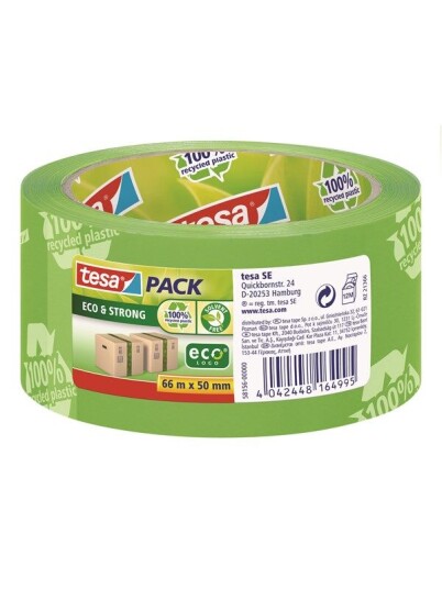 tesa pack eco & Strong Packaging Tape ecoLogo 66m x 50mm Grønn/Printed