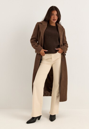 Bubbleroom Shaped Wool Blend Coat