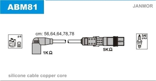 JANMOR ABM81 Tennplugg kabelsett