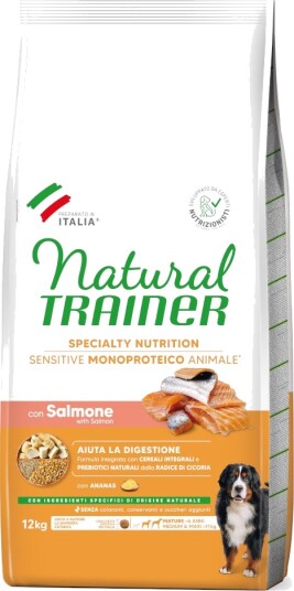 Natural Trainer Tørrfôr Mature Sensitive No Gluten Medium Maxi Med Laks 12 kg