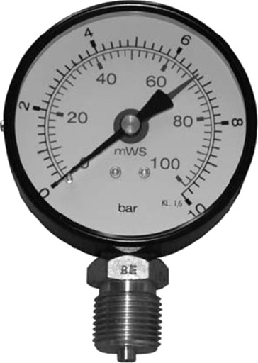 1/4" x 63 mm trykkmåler 10 bar black/white 63mm