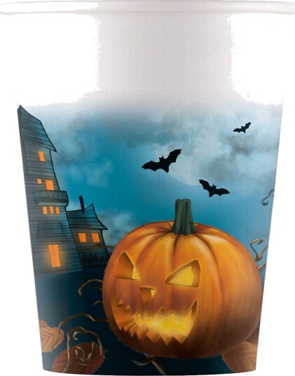 Decorata Party Pappkopp 8-pack 200 ml Halloween Decorata Party OneSize Kopp Blå Hvit Oransje 93504-Halloween Sensations