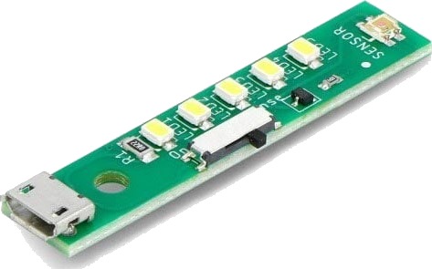 LED list med 5 dioder og lyssensor USB 5V MicroUSB
