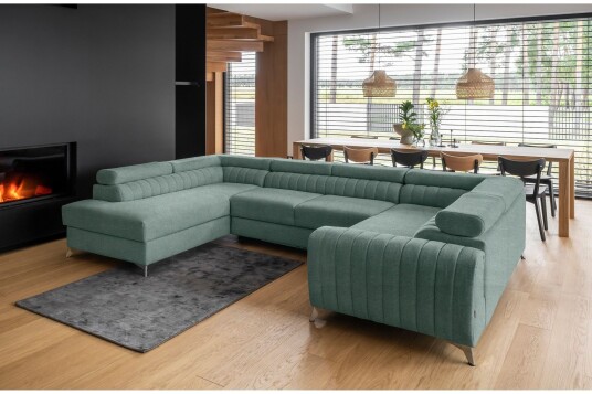 Kotori Hjørnesovesofa m. Sjeselong   Lysegrønn