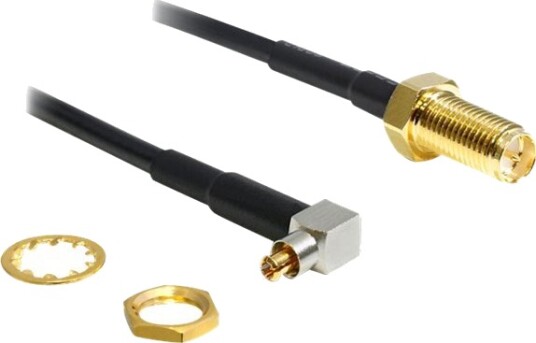 Delock Adapter Mc Card Plug 90° > Rp Sma Jack Antenneadapter Rp Sma Hunn Til Mc Card Kontakt Hann 10 Cm Svart