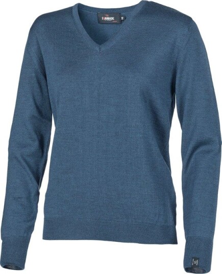 Ivanhoe Merino V Neck Golfgenser dame Blå Steel (617)