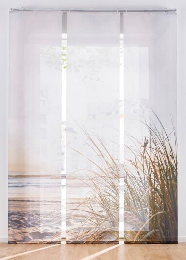 Bonprix Panelgardin med strandmotiv 3-pack false