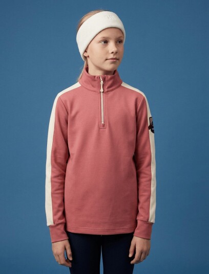 WoolLand - Genser Ål Half-Zip Girl Burned Rose