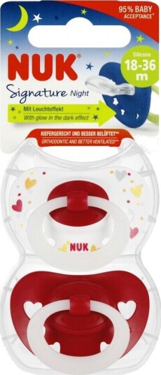 Nuk Signature Silikonsmokk 18-36 mnd 2-Pk Hjerter