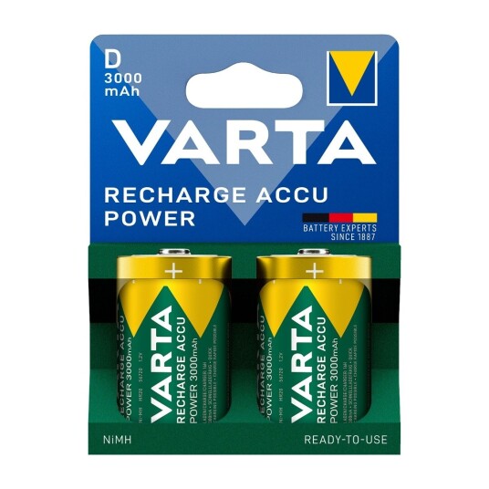 Varta Oppladbare D-batterier 2-pak 3000 mAh Nikkelmetallhydrid